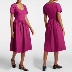Like New MODCLOTH Fit & Flare Magenta Midi Dress with Pockets size 4 Small